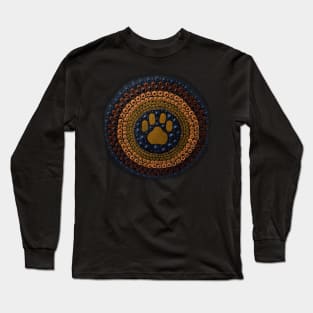 Dog pawprint mandala dot art Long Sleeve T-Shirt